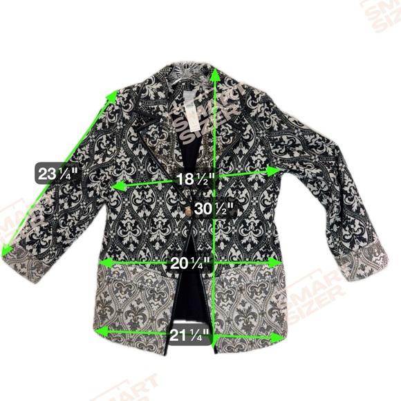 Chico’s NWT Jacquard Brocade Blazer Jacket Black White Gold Pattern Size 1 (M) - Picture 7 of 7